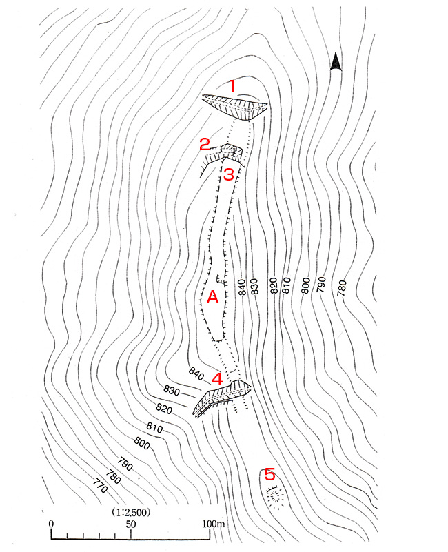 鋲ヶ岳城 縄張り図